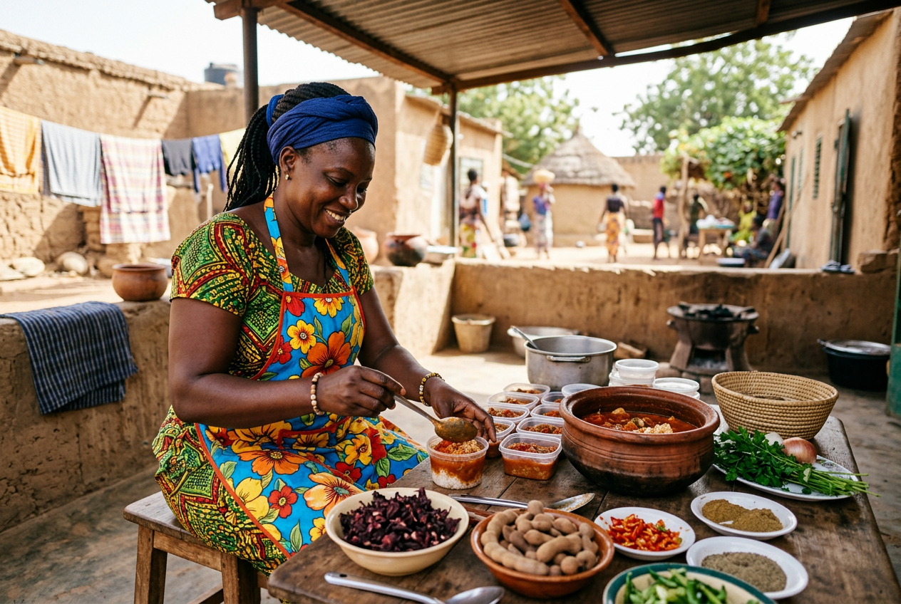 A woman preparing food in her home kitchen
